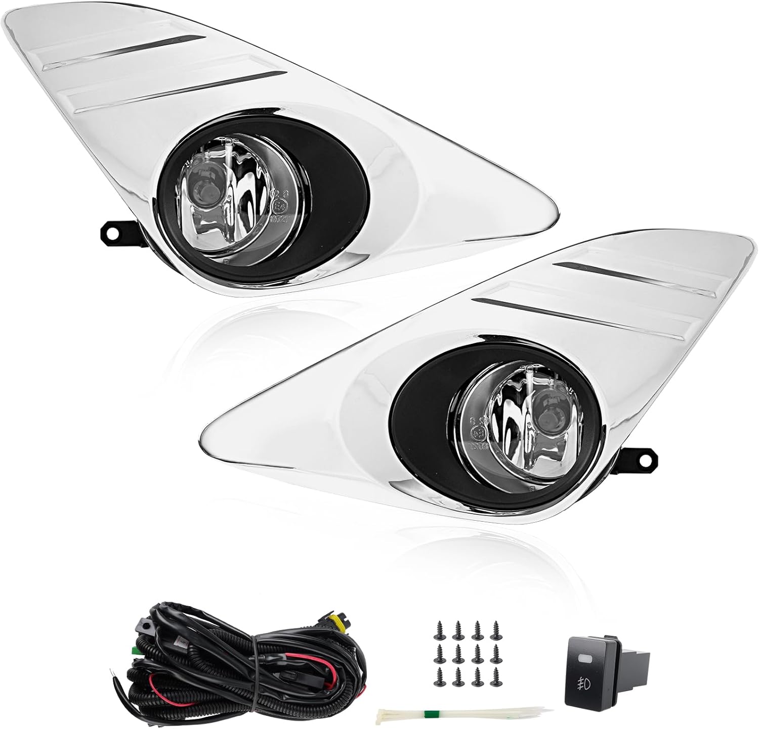 Camry Fog Lights 2012 2013-2014 - RP Remarkable Power, Fog Lights for 2012 2013 2014 Camry Fog Light Kit Chrome Cover Switch wiring Harness with Clear Lens Halogen Bulbs FL7009