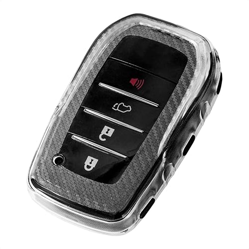 TANGSEN Funda para llavero de TPU compatible con Toyota Alphard HILUX PREVIA RAV4 VELLFIRE transparente textura de fibra de carbono 2 3 4 5 6
