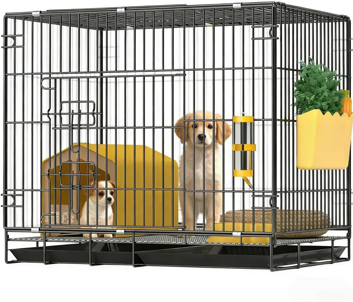 Dog Crate for Little Dogs, Escape-Proof Wire Kennel with Handle & Removable Tray, Reinforced Wise Frame, Easy to Clean