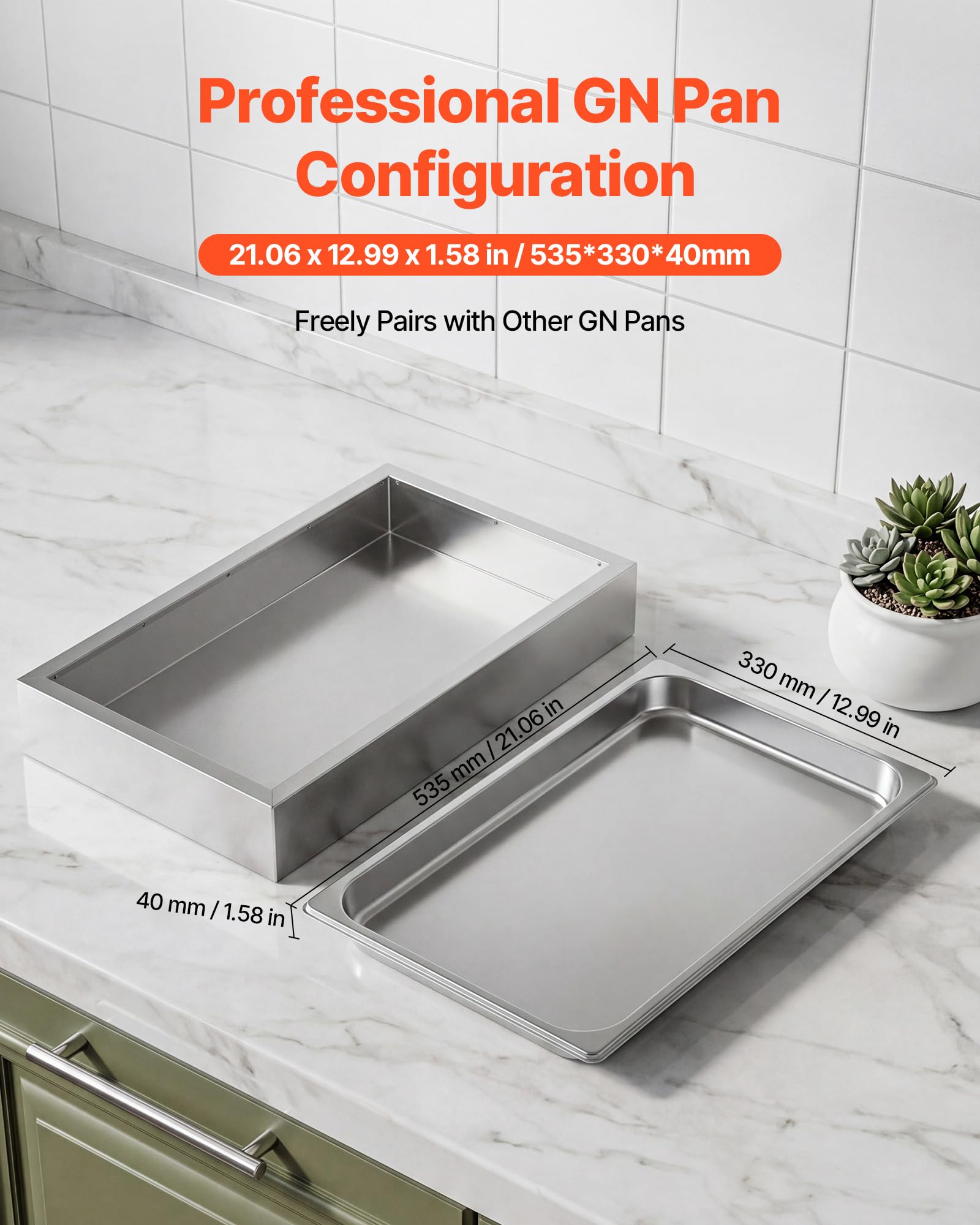 VEVOR Vetrina Espositiva per Alimenti, Vetrina 2 Ripiani per Buffet Dolci 2 Contenitori GN in Acciaio Inox Coperchio Avvolgibile Trasparente, Espositore per Buffet da Ristoranti Hotel Catering Feste