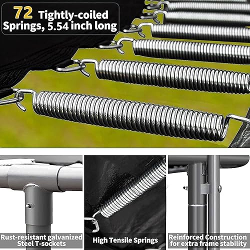 Miniatura 5 de Goujxcy Trampolín de 1500 libras, 14 pies y 16 pies para adultos de 7 a 10 niños, trampolín resistente al aire libre con aro de baloncesto,