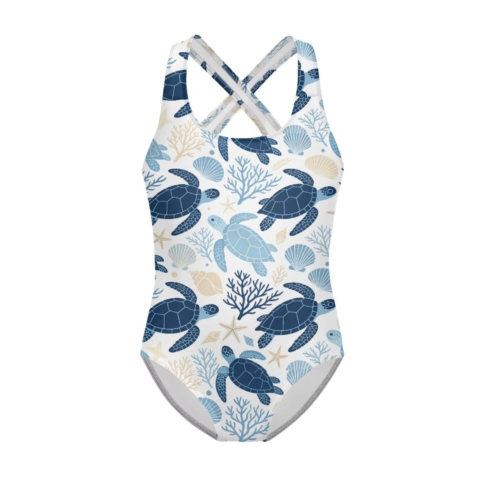 Xpyiqun Swimsuit for Girls One Piece Bathing Suits Size 5-14 Sleeveless Swimwear Cross Shoulder Strap Swimming Wear