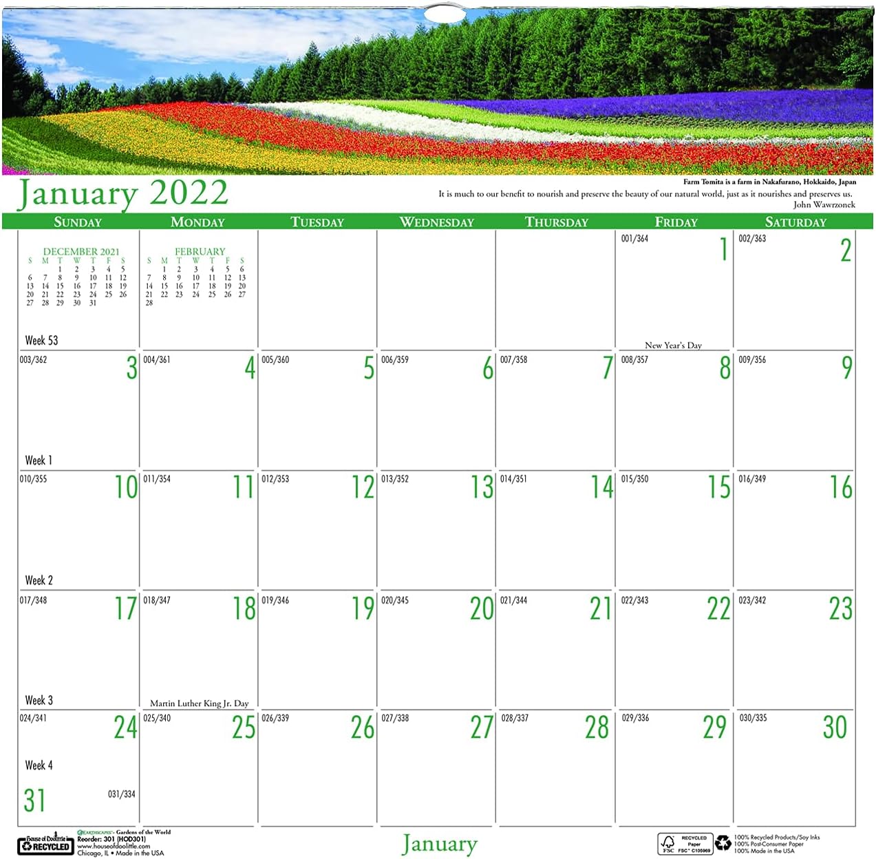 House Of Doolittle 2022 Monthly Wall Calendar, Earthscapes Gardens Of - View #9