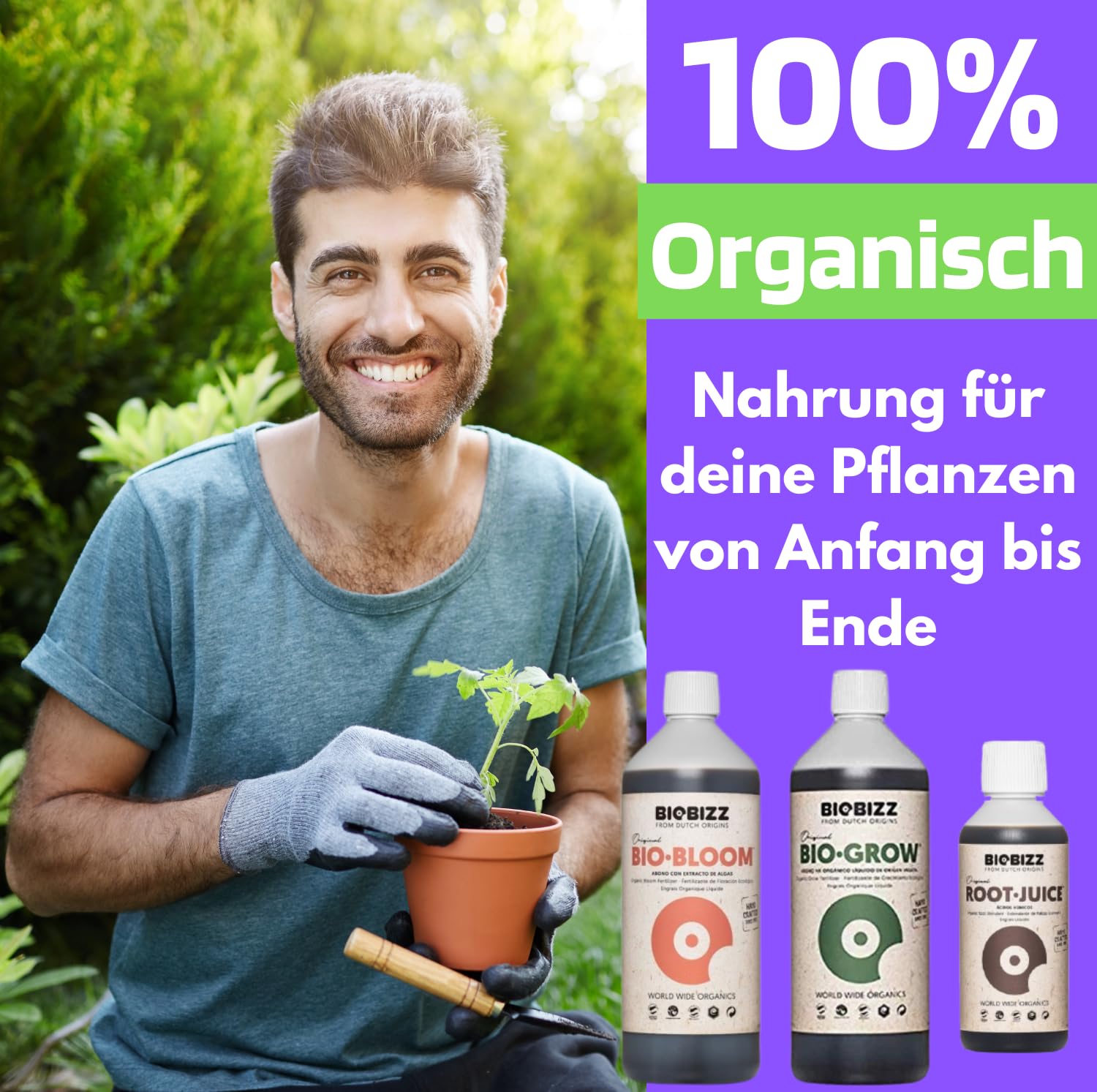 Biobizz Dünger Set + Root Juice | Pflanzendünger | Starterset | Biobizz Set | Grow Set Indoor | Naturdünger | Flüssiger