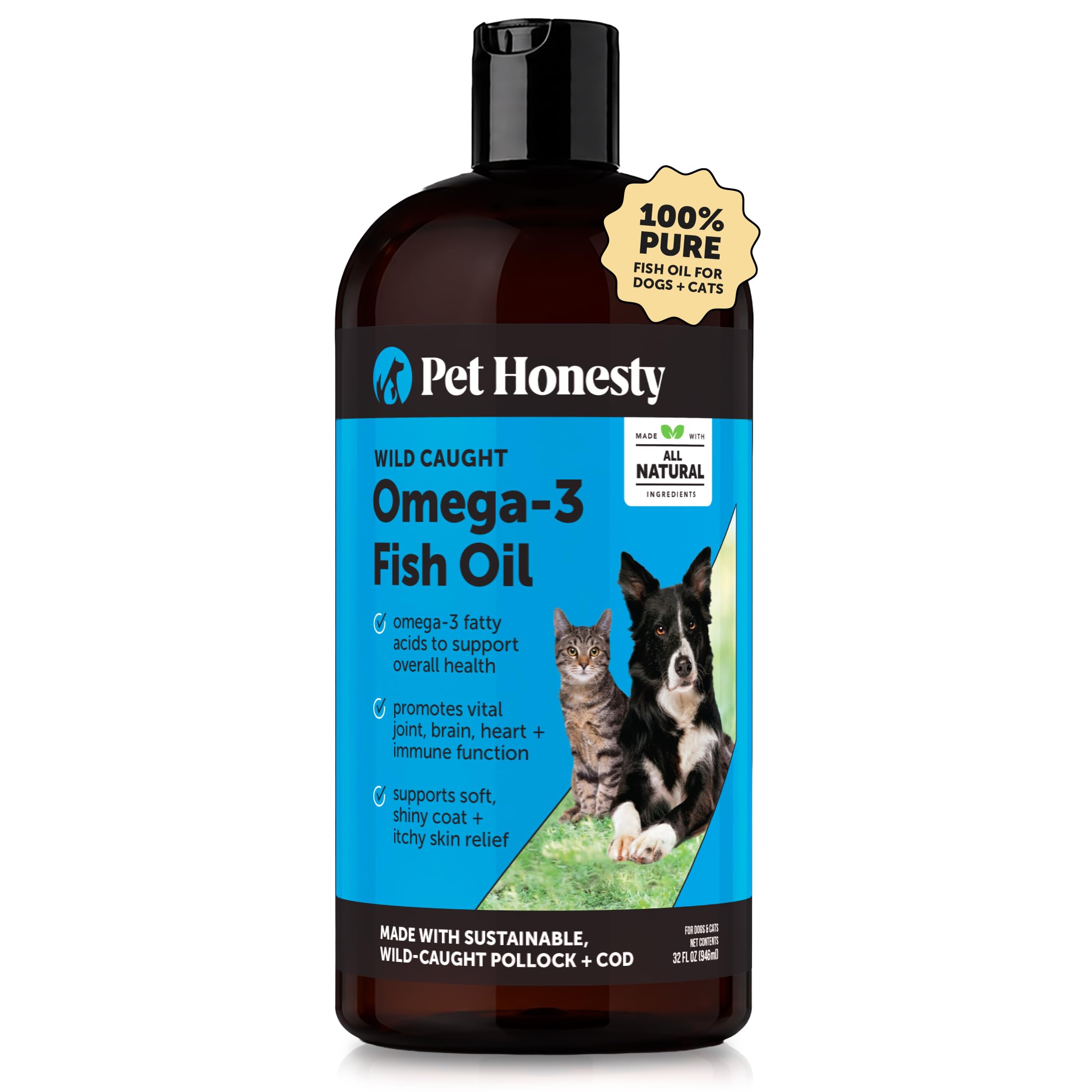 Pet Honesty Vet Recommended Salmon Oil for Dogs and Cats, 32oz