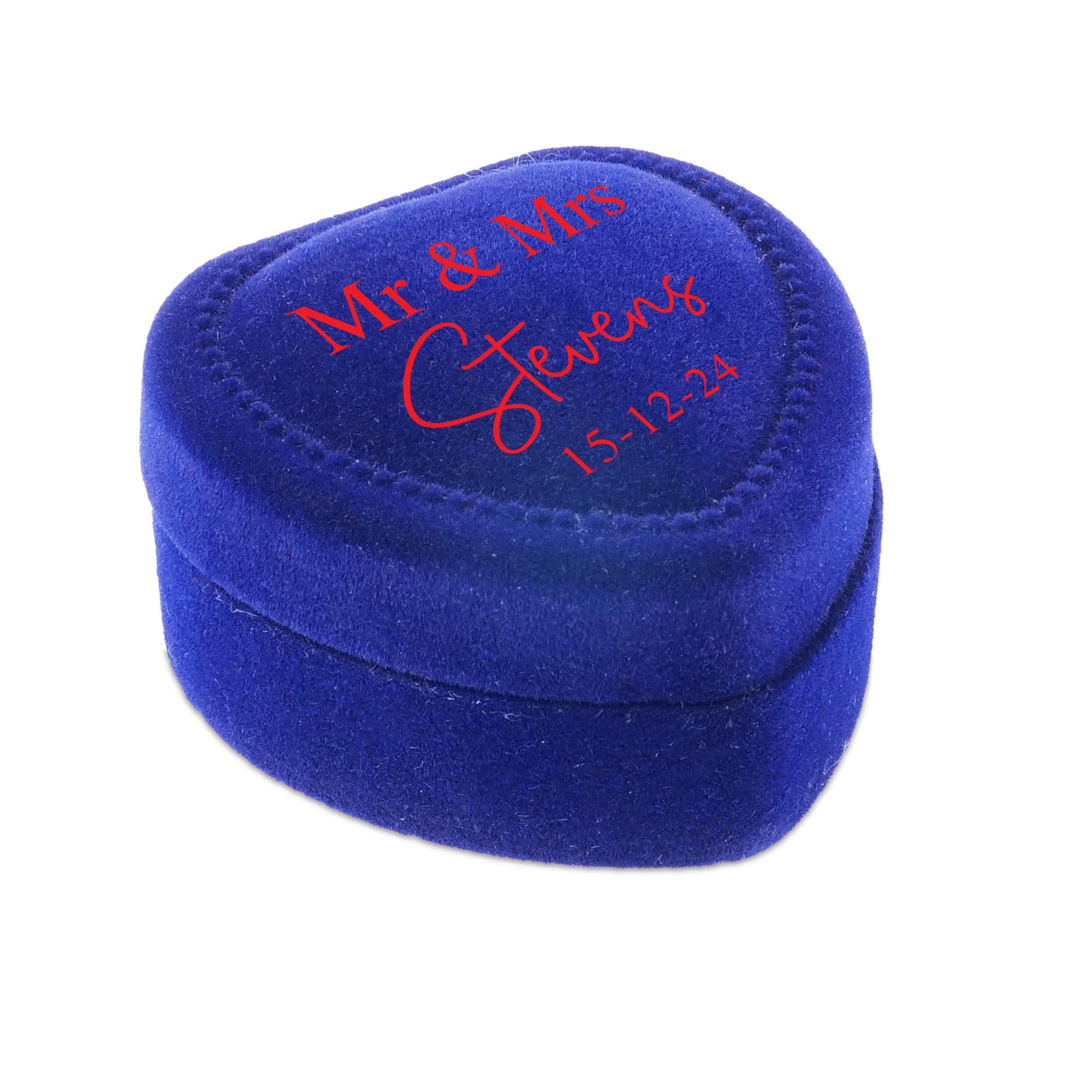 Personalised Wedding Engagement Ring Box Holder For 2 Rings Velvet Ring Storage Proposal Jewellery Box (Heart Shape Navy)