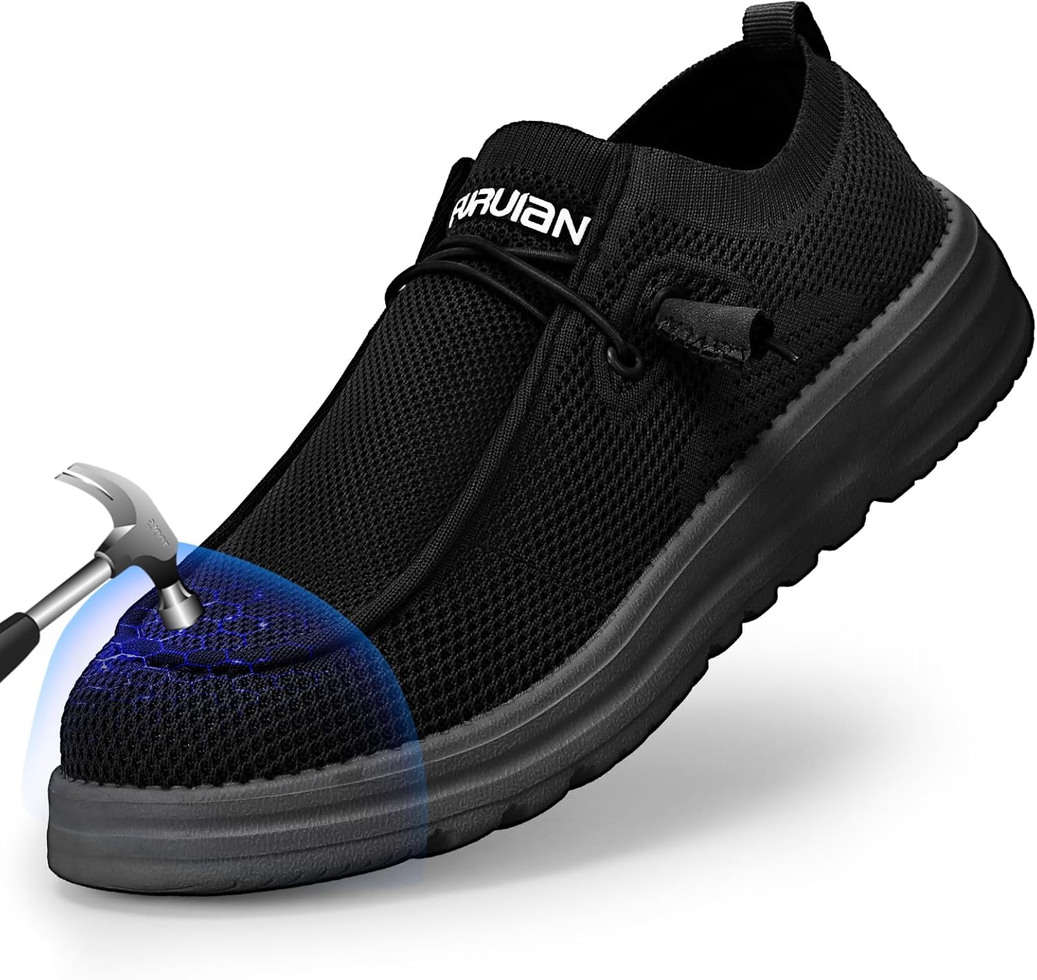 Furuian Steel Toe Shoes for Men Low-top Safety Work Shoes for Men Lightweight Steel Toe Sneakers Comfortable Canvas Work Loafers Zapatos De Trabajo para Hombres