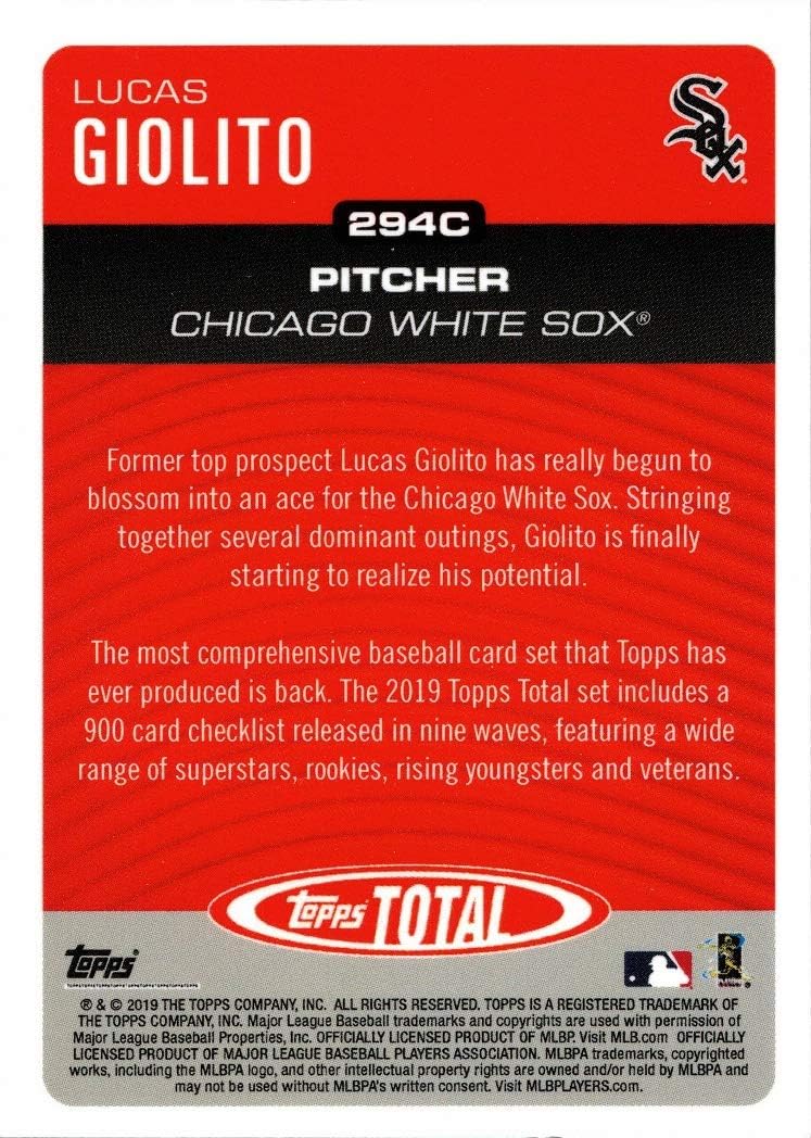 2019 Topps Total Gold #294C Lucas Giolito Baseball Card - Only 1 made!