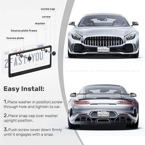 Vista 15 de Paquete de 2 marcos brillantes para matrícula, cubierta de matrícula de automóvil con diamantes de imitación brillantes para mujer, accesorios