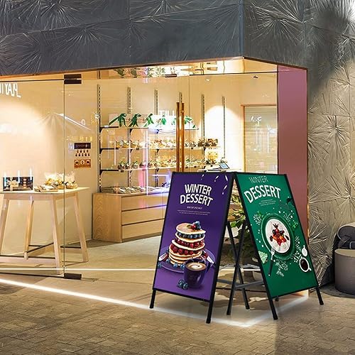 Miniatura 7 de Letrero de marco de alta resistencia de 24 x 36 pulgadas, soporte para póster de acera, portátil, plegable, para exteriores, adecuado para exhibir