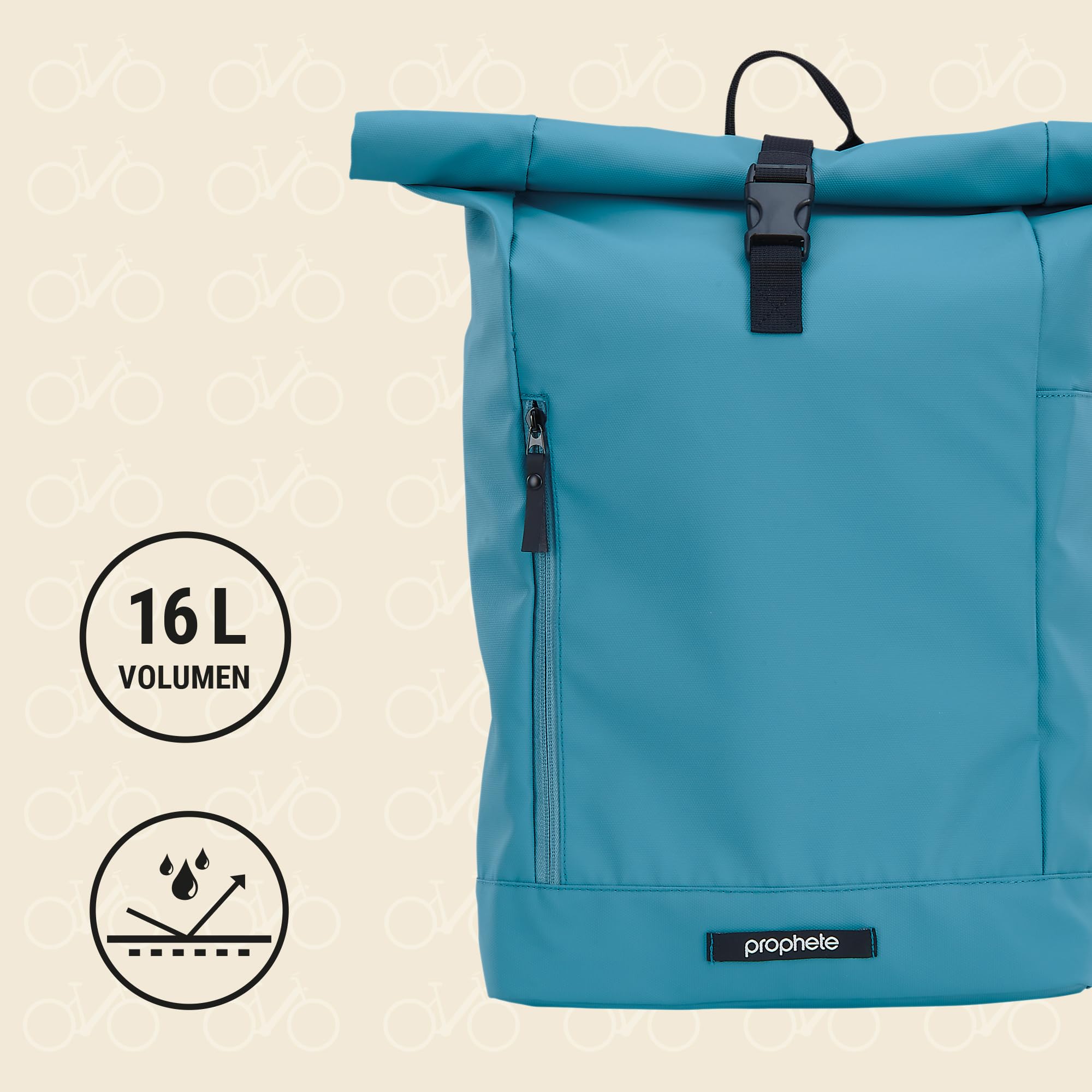Prophete Seitenpacktasche/Rucksack 16L – wasserdichte Fahrradtasche mit Rucksackfunktion, 29 x 40 x 14 cm, vielseitige Gepäckträgertasche, Farbe: blau