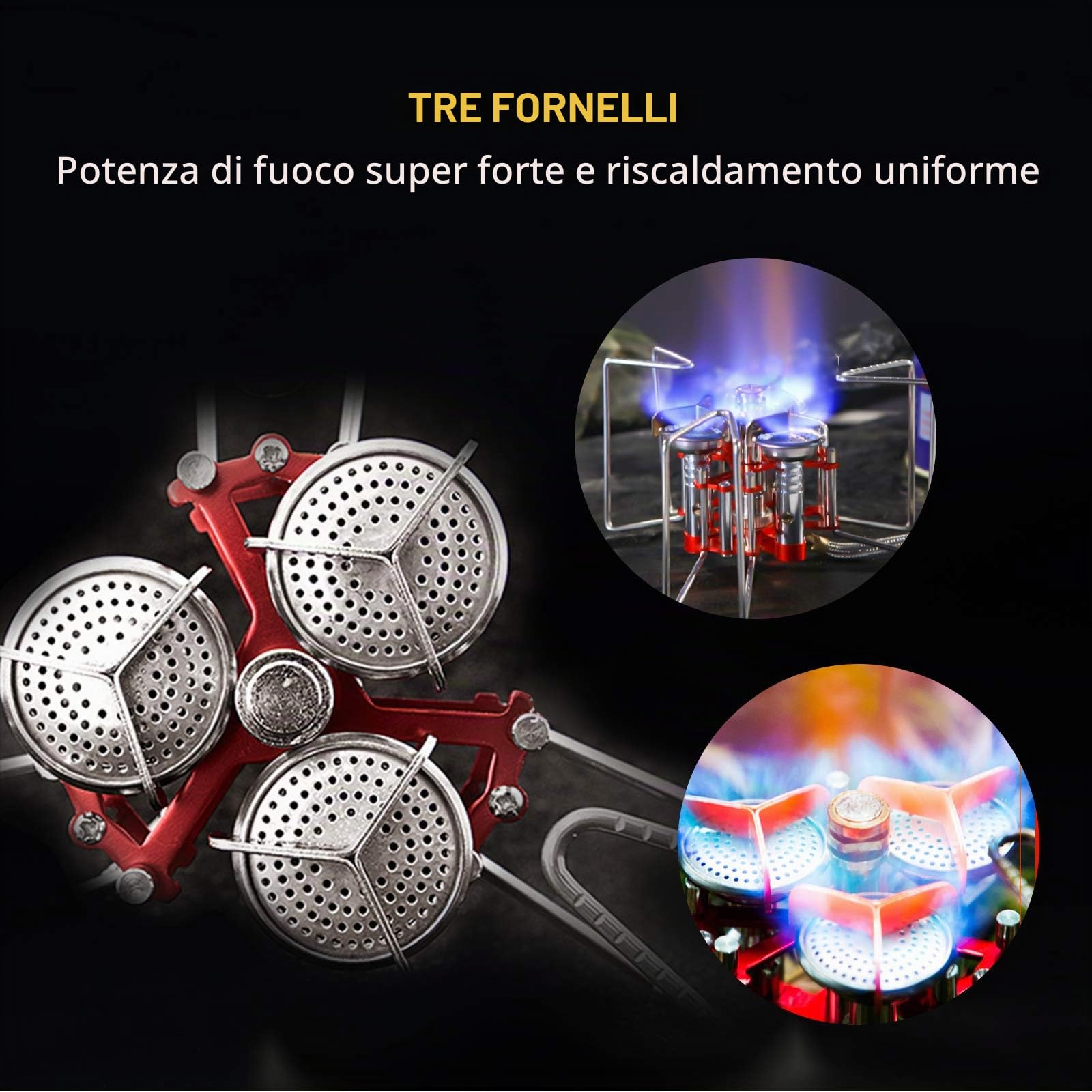 Bulin fornello da Campeggio con accensione piezoelettrica, fornello a Gas Pieghevole Antivento, Adatto per Outdoor, Campeggio, Trekking, Escursionismo e Picnic