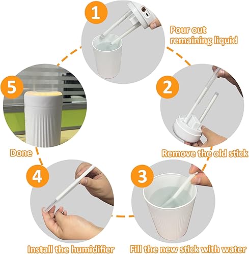 Miniatura 5 de 60 piezas de repuesto de filtro de humidificador  Mini barras de filtro humidificador difusor de aire, mechas puras de algodón de repuesto para