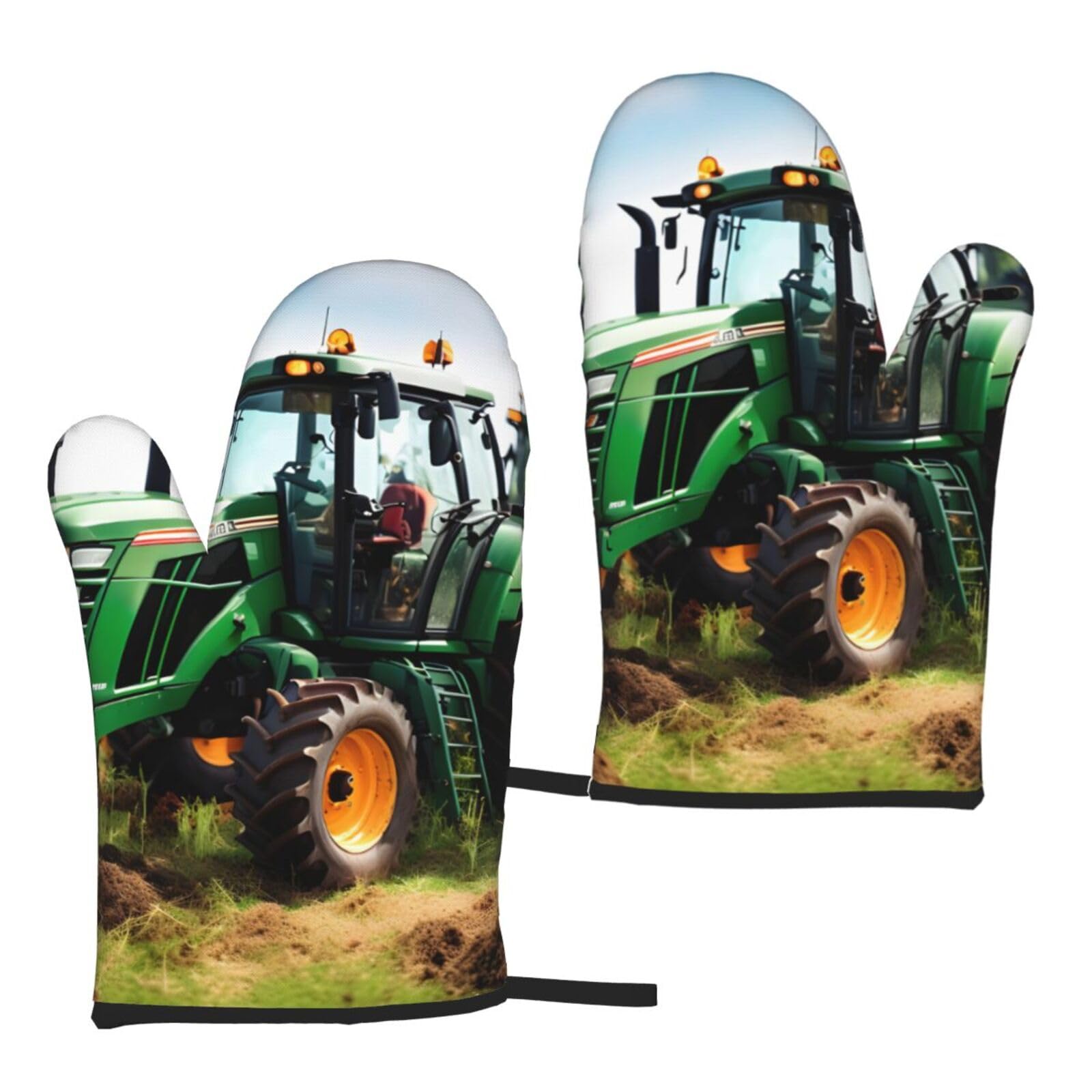 Company Farm Tractor Print Heat Resistant Universal Fit Oven Microwave Gloves Home Cooking Baking Grilling