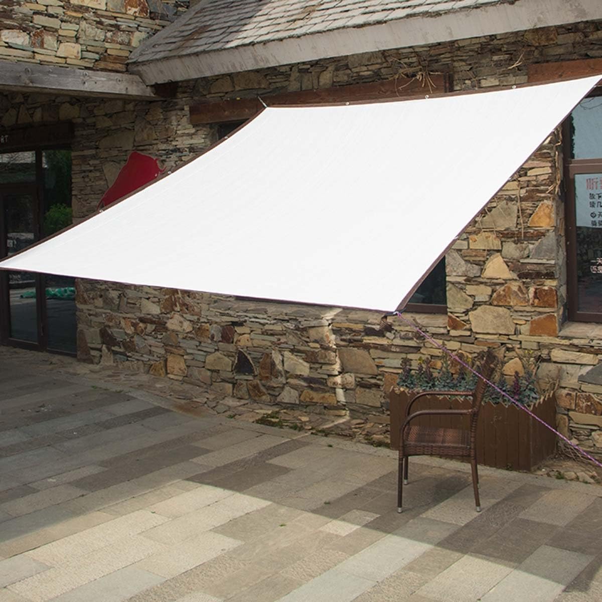 Red De Sombra 50% Tasa de Sombreado 1x2m 2x3.0m 3x4m 4x5m 5x6m 6x7m 7x8m 8x9m 9x10m Paño de Sombra Blanco Vela de Sombra Con Ojales Malla Sombreo para Exterior Pergola Jardín Balcon Patio(3.5x5m)