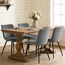 Boucle Dining Chairs Set of 4, Ultra Soft Velvet Upholstered Kitchen Chairs with Metal Legs, Mid-Century Modern Armless Accent Chairs for Living Room Bedroom Reception, Grey