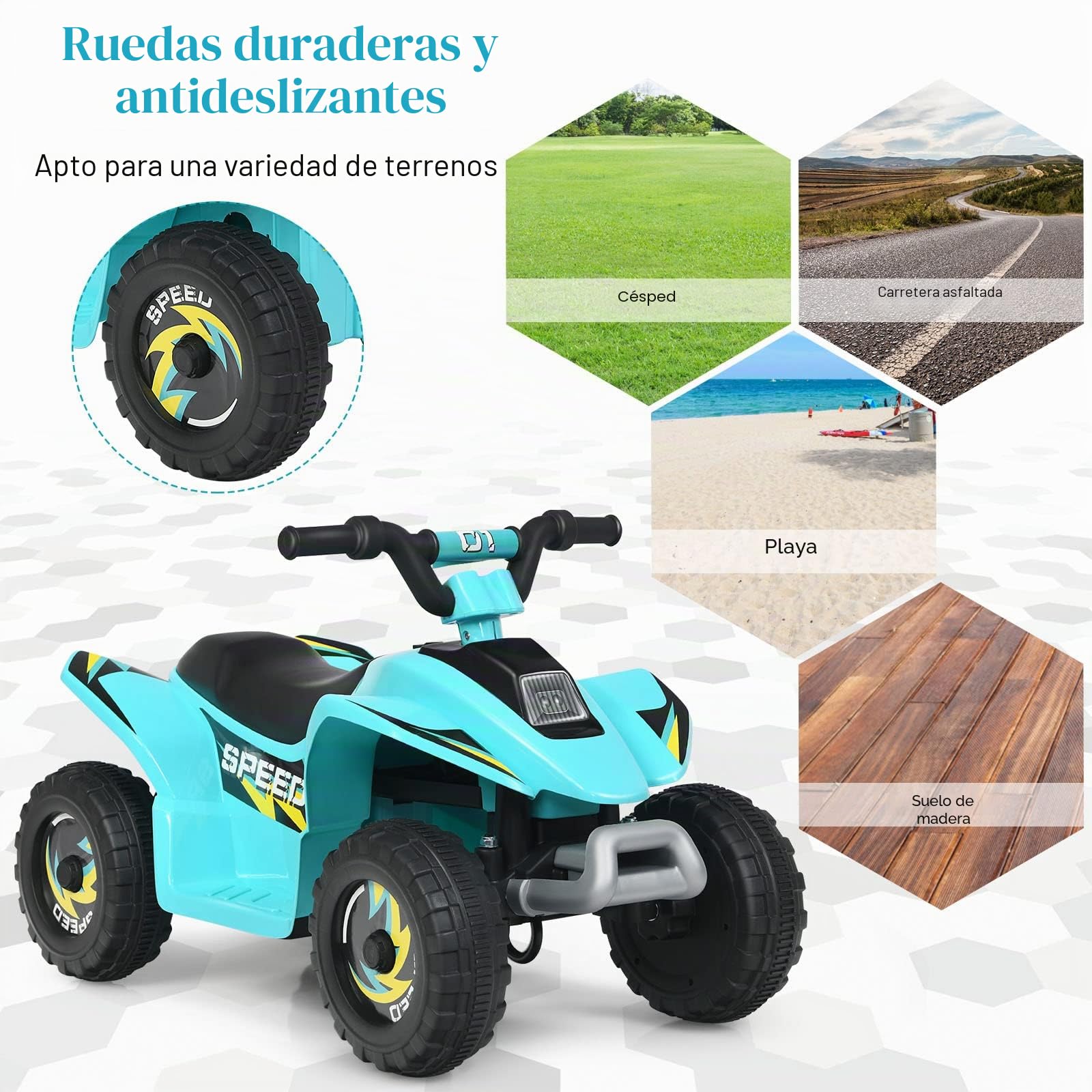 GOPLUS Quad Eléctrico ATV 6V para Niños de 3+ Años, Moto Electrica Infantil con Función Delante y Atrás, Vehículo Eléctrico con Velocidad 2.8-4.6 km/h, Carga Máxima 30 KG, 73 x 40 x 44,5 cm, Azul