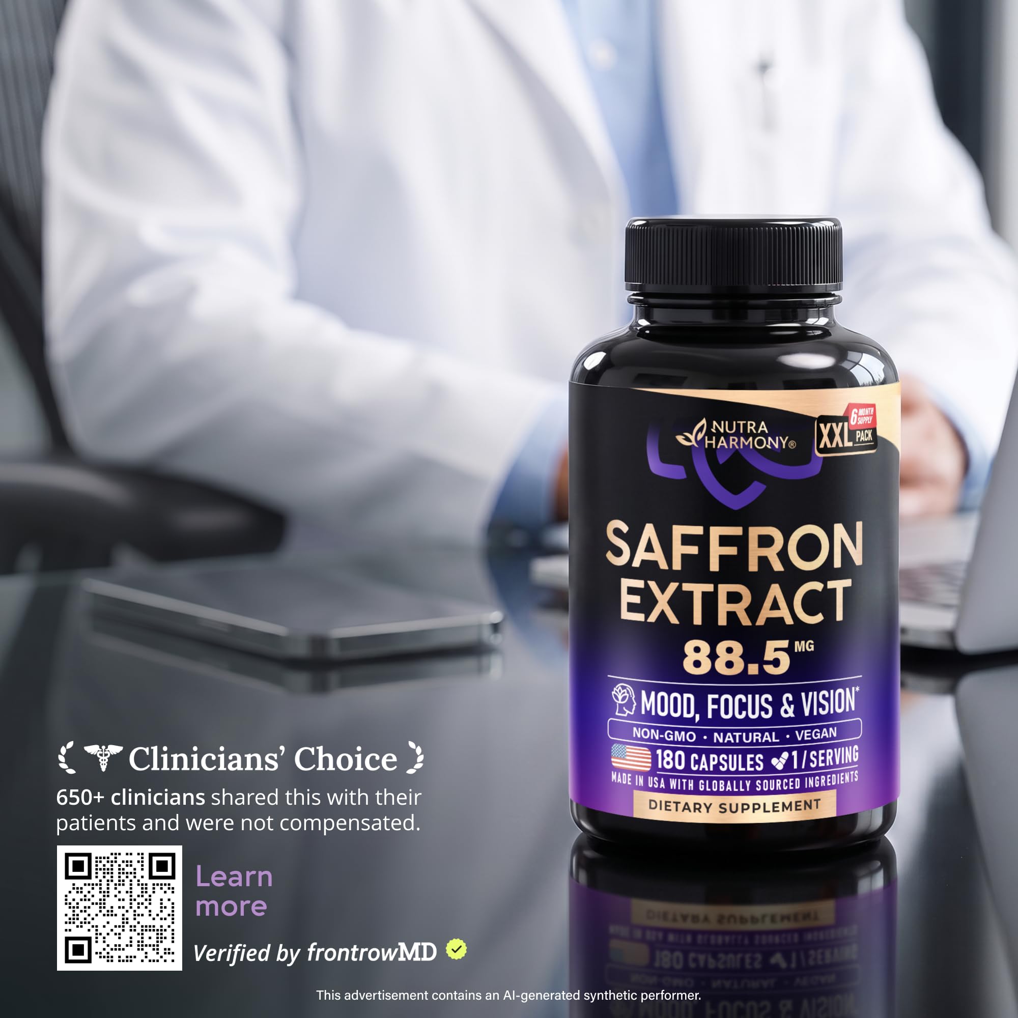 Saffron Supplements - Saffron Extract 88.5mg - Mood & Vision - 180 Capsules — Amazon image 5