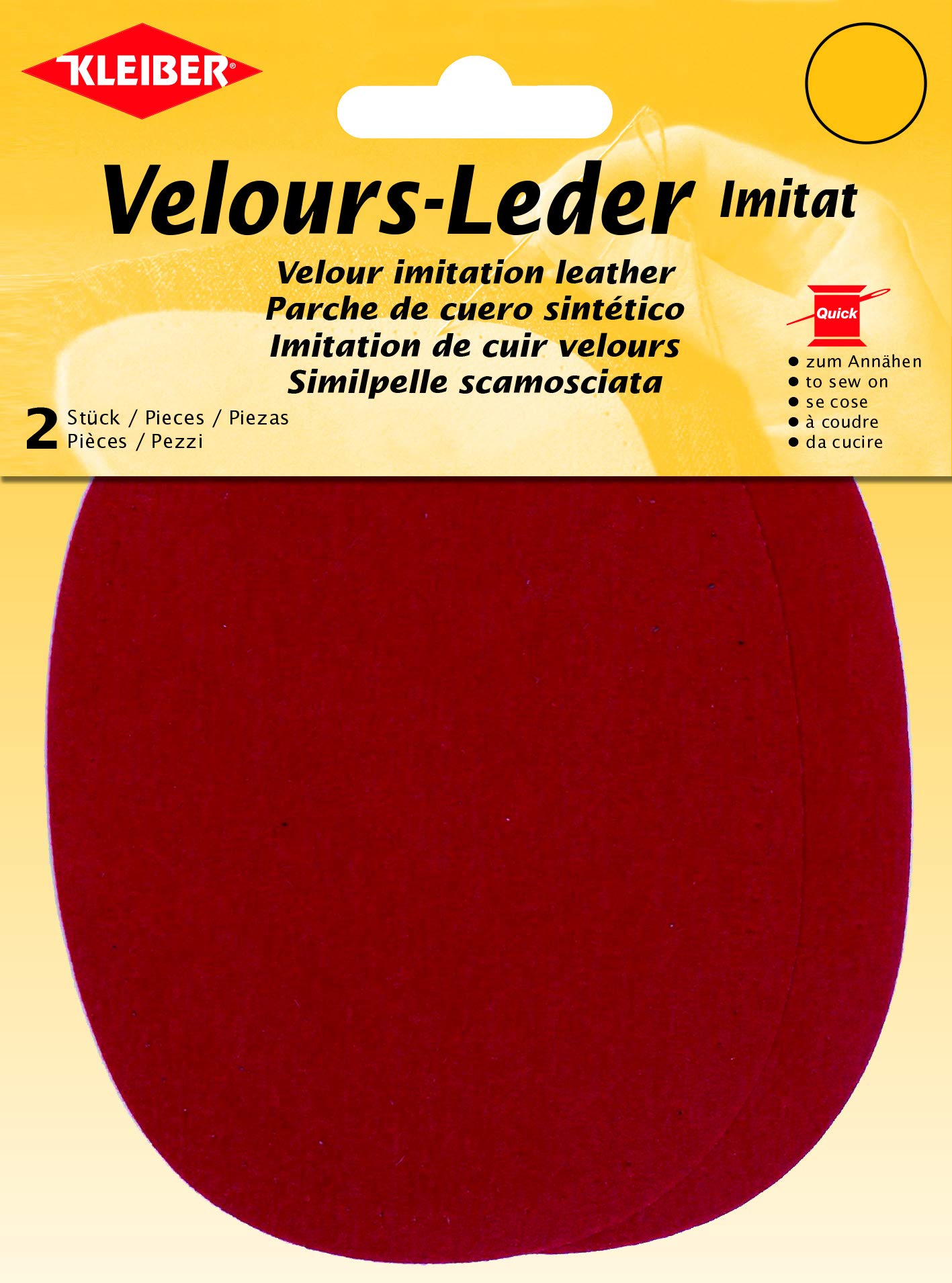 Kleiber 12.5 x 10 cm Patchs à Coudre Simili Daim pour Genoux/Coudes ovales, Rouge