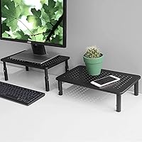 Vista 2 de Bracwiser Monitor Stand Riser,3 Level Height Adjustable Desktop monitor stand for Computer, Laptop, Printer, Notebook with Vented Metal Platform