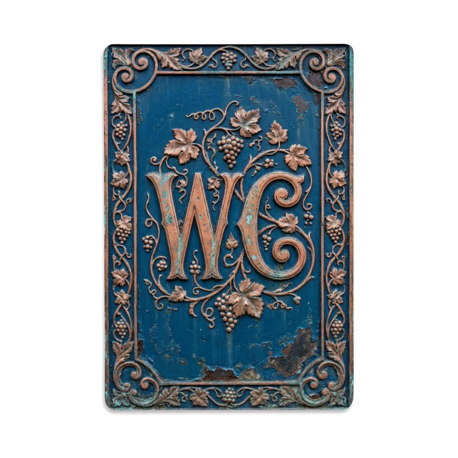 WC Toilet Lake Copper Grapevine Metal Tin Sign Wall Decor for Cafe, Club, Garden Metal Poster 8x12Inch