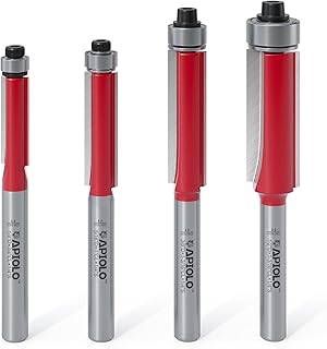 Professional 4PCS Flush Trim Router Bit Set 1/4 Inch Shank, Top Bearing, Flush Trim Router Bit Set for Woodworking Embedding Edging Milling Drill Bits, 1/4", 5/16", 3/8", 1/2" Cutting Diameter