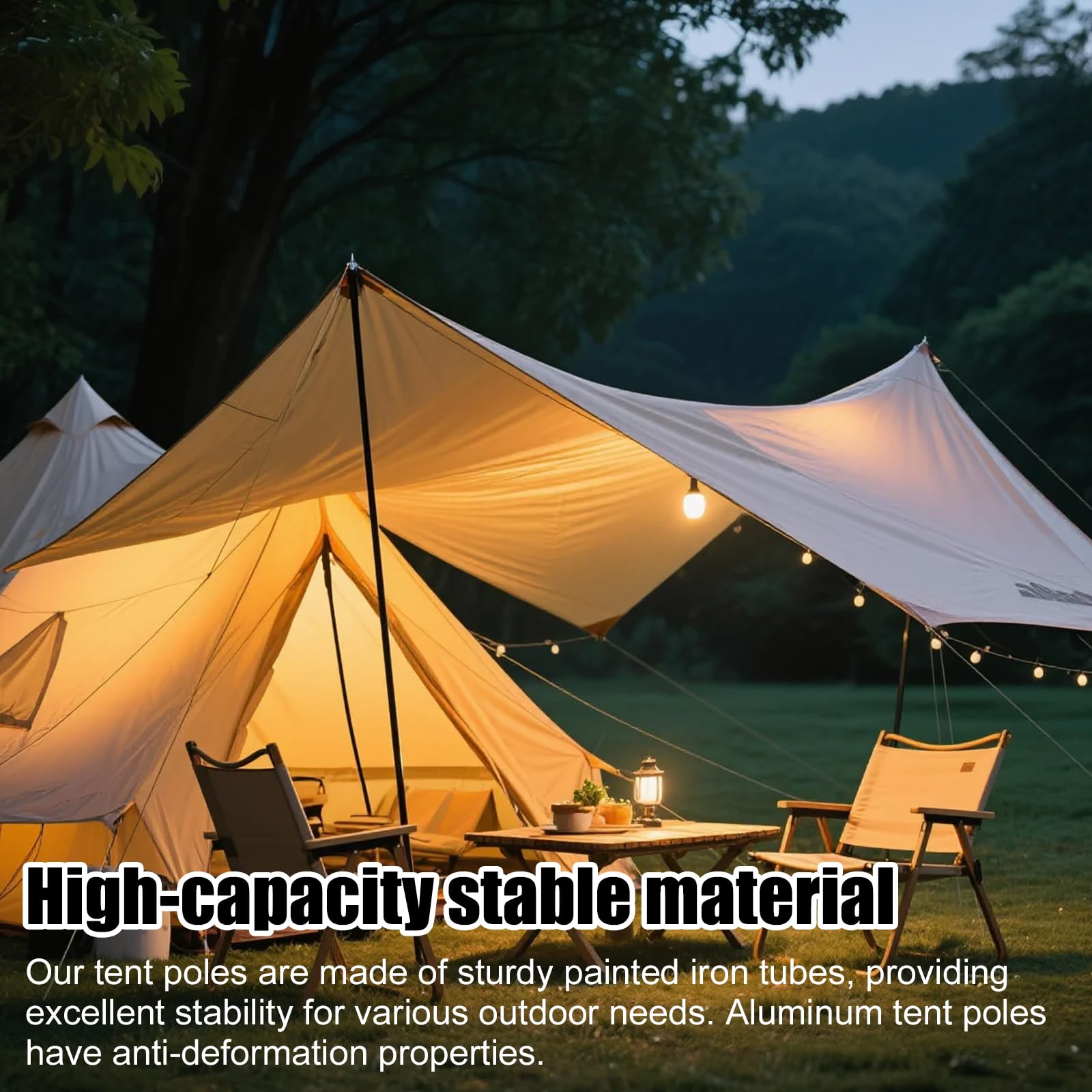 BORDEAG Zeltstangen, 2 Stück Zeltstange Teleskopstange, Höhenverstellbar 43-200 cm Sonnensegel Stange, Outdoor Camping Zeltstange Mit Aufbewahrungstasche Für Tarp, Zelt, Sonnensegel Oder Plane