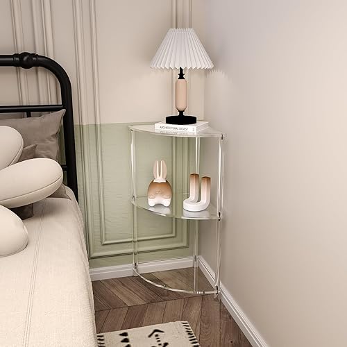 Miniatura 6 de Eglaf Acrylic Triangle End Table - 3 Tier Corner Side Table - Small Corner Table for Living Room, Bedroom, Bathroom - 11.8'' L x 11.8'' W x 26 ''H