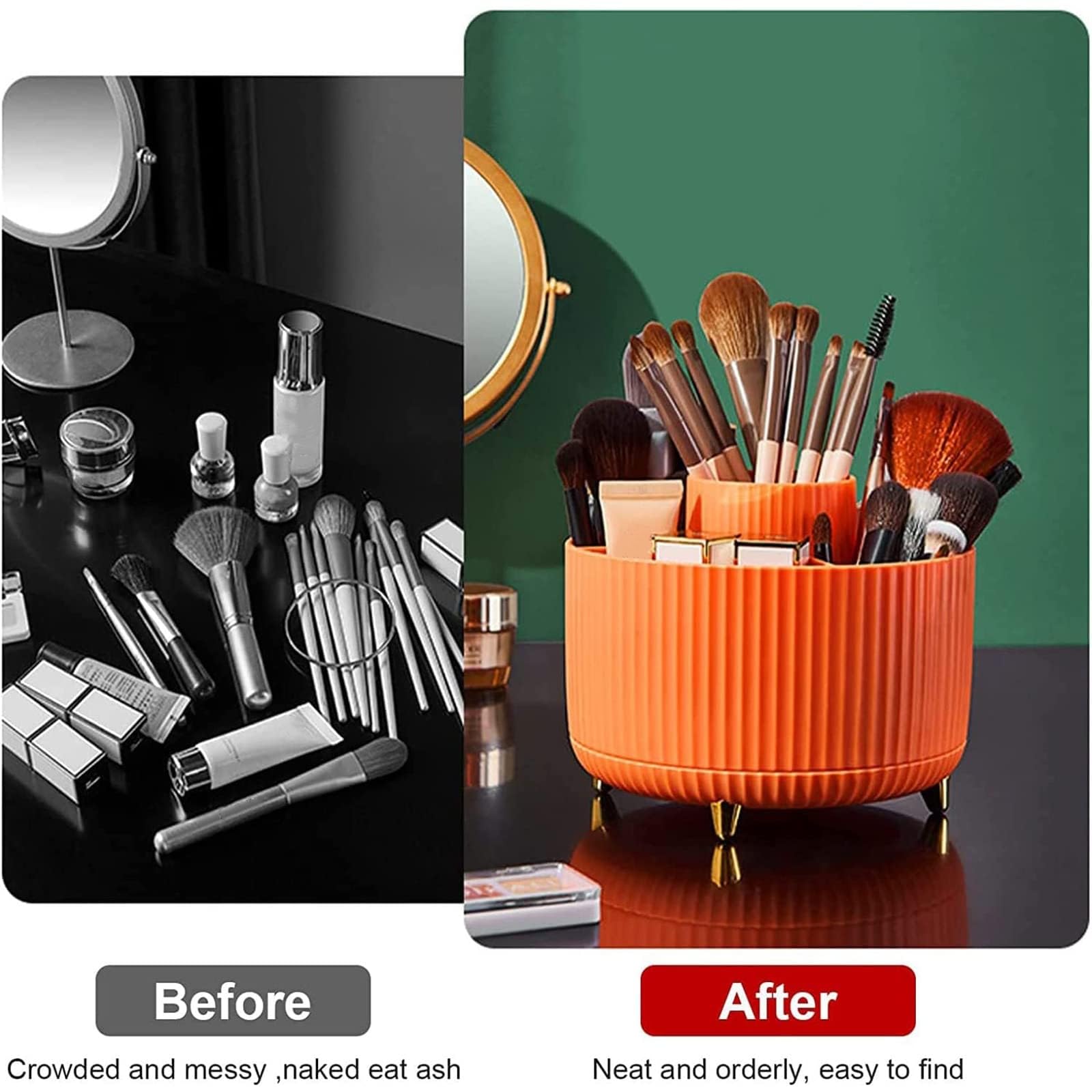 Bekeify Organisateur Maquillage Rotatif 360° - Boîte Rangement Cosmétique Skincare Blanc - Grande Capacité