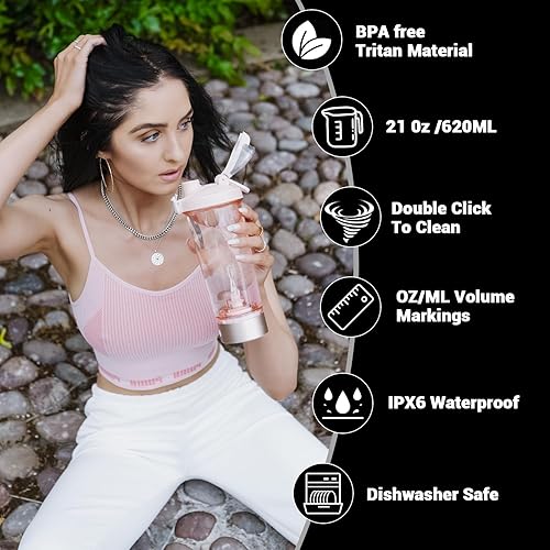Miniatura 4 de HYDRATEM8 Botella agitadora eléctrica de 20 oz taza mezcladora automática de polvo nutricional sin grumos con carga magnética - Regalos de gimnasio