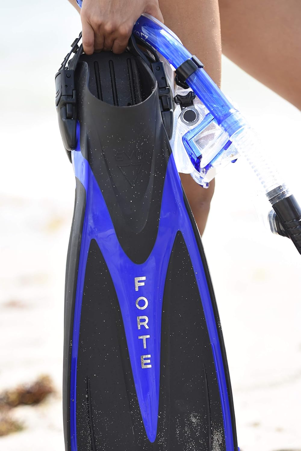 EVO Forte Snorkel Fins Adjustable Diving Fins, Open Heel Swimming Fins, Swim Fins for Adult Men Women Open Heel Swimming Fins Scuba Fins Flippers for Swimming