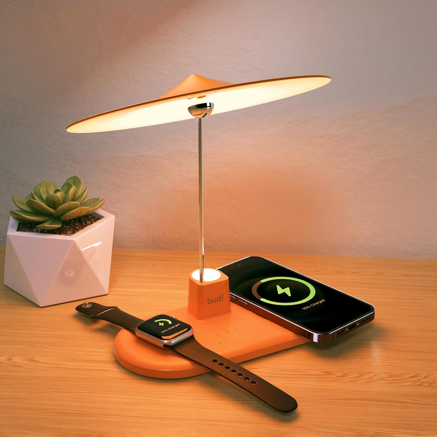 BUDI Multifunctional Table Lamp with Wireless Charger, 3 in 1 Charging ...
