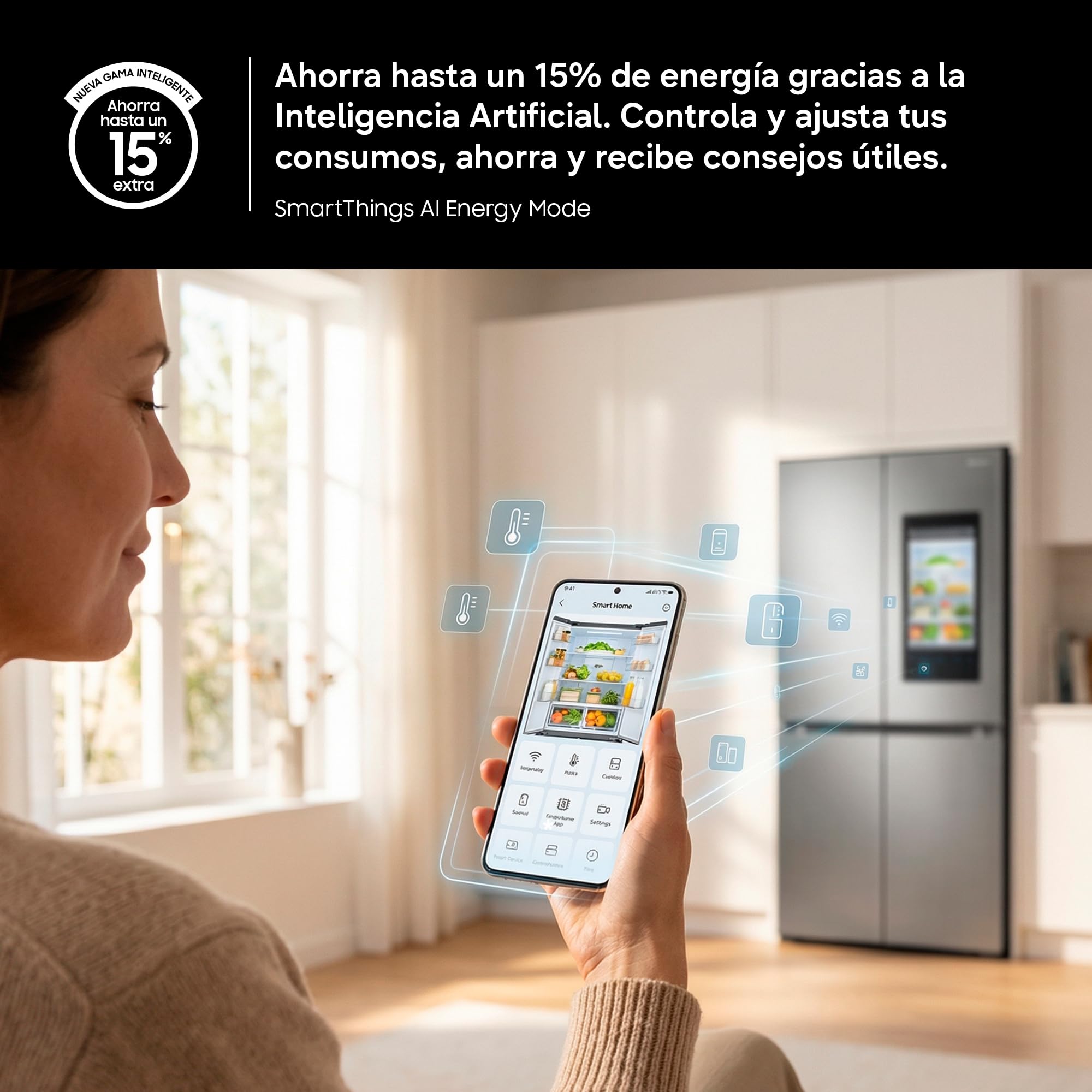 Samsung Frigorífico French Door AI 177.5cm Twin Cooling Plus™ 495L Clase E Inox RF50C530ES9/EF