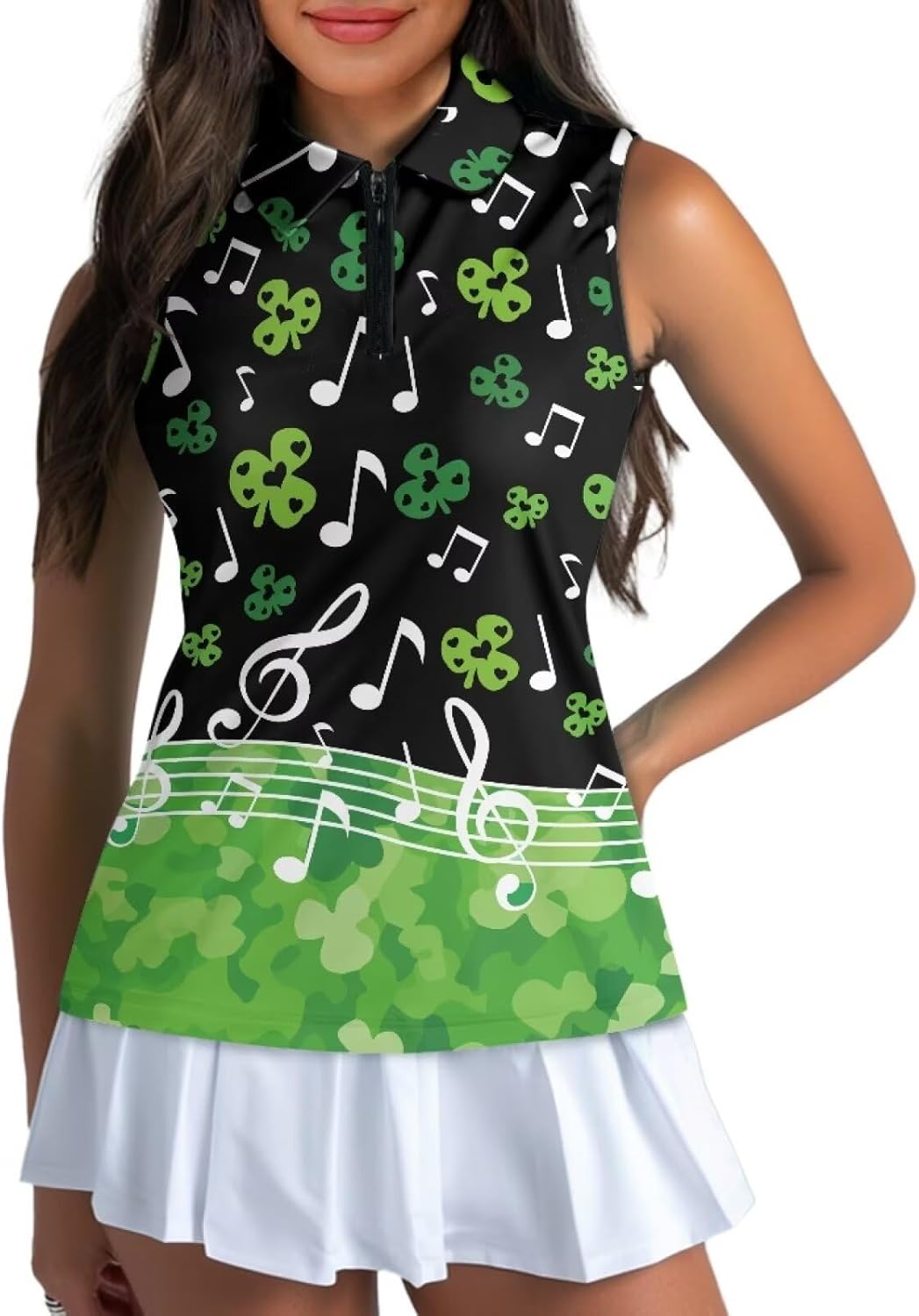 GULANGYU Halloween Print Womens Golf Shirt Sleeveless Polo Shirts Tennis Tank Top