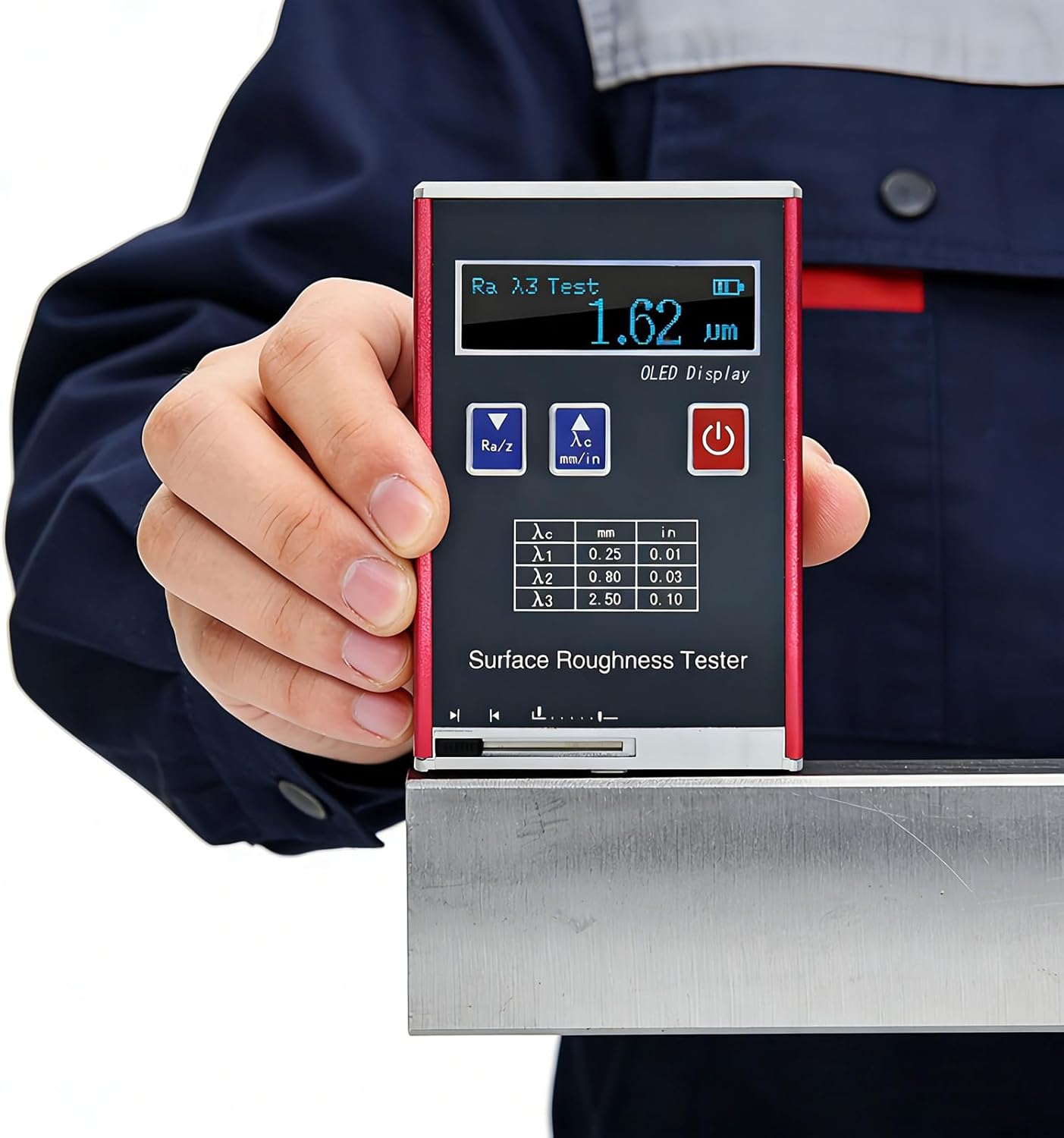 Professional Roughness Meter Gauging Profilometer with Data Storage, Multiple Measurement Parameters (Ra, Rz, Rq, Rt), OLED Color Display for Accurate Surface Analysis