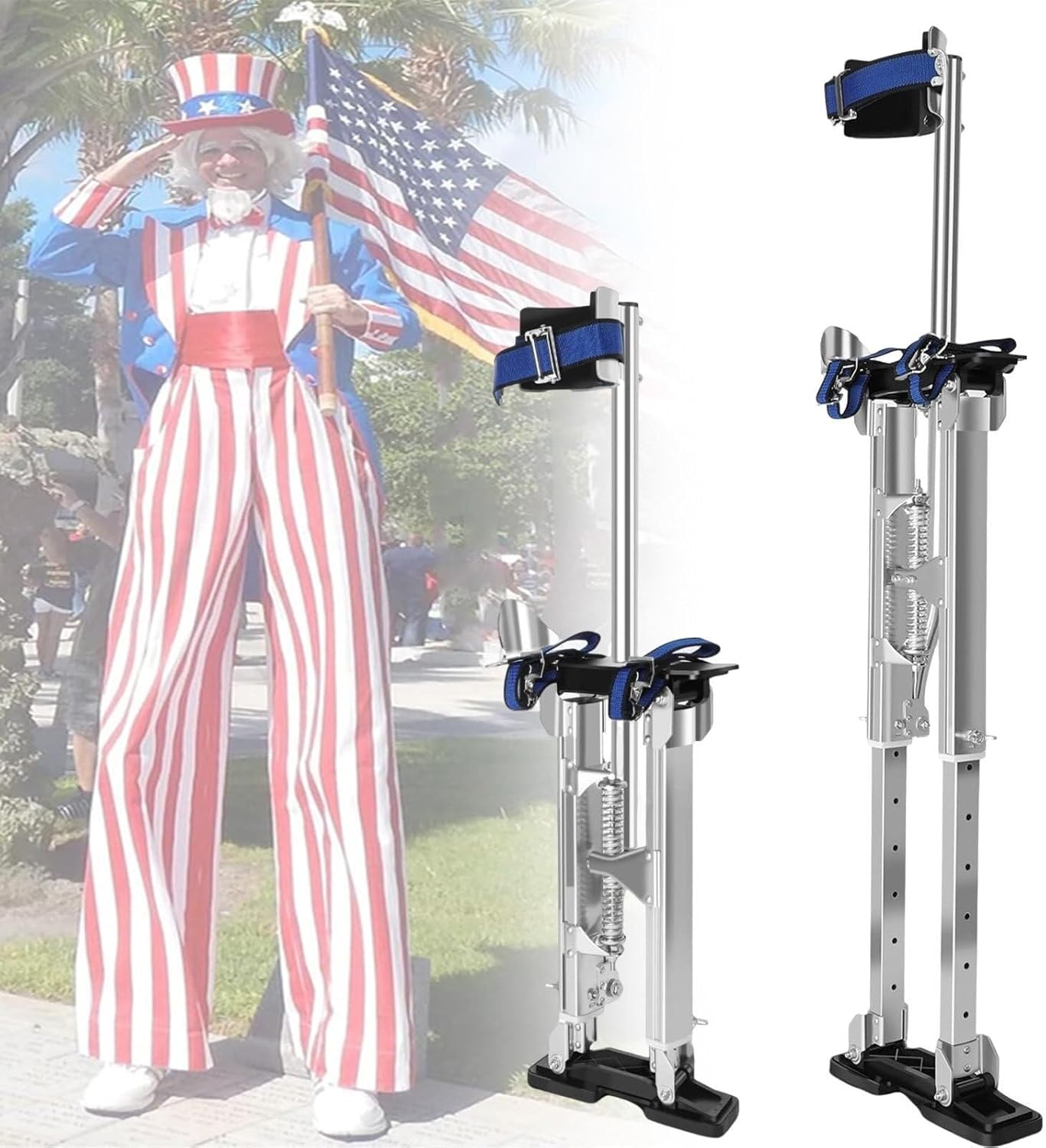 Adjustable Aluminum Drywall Stilts for Adults - for Construction, Orchard Picking, Working at High Places and More - Supports Up to 180Kg,18''-30''