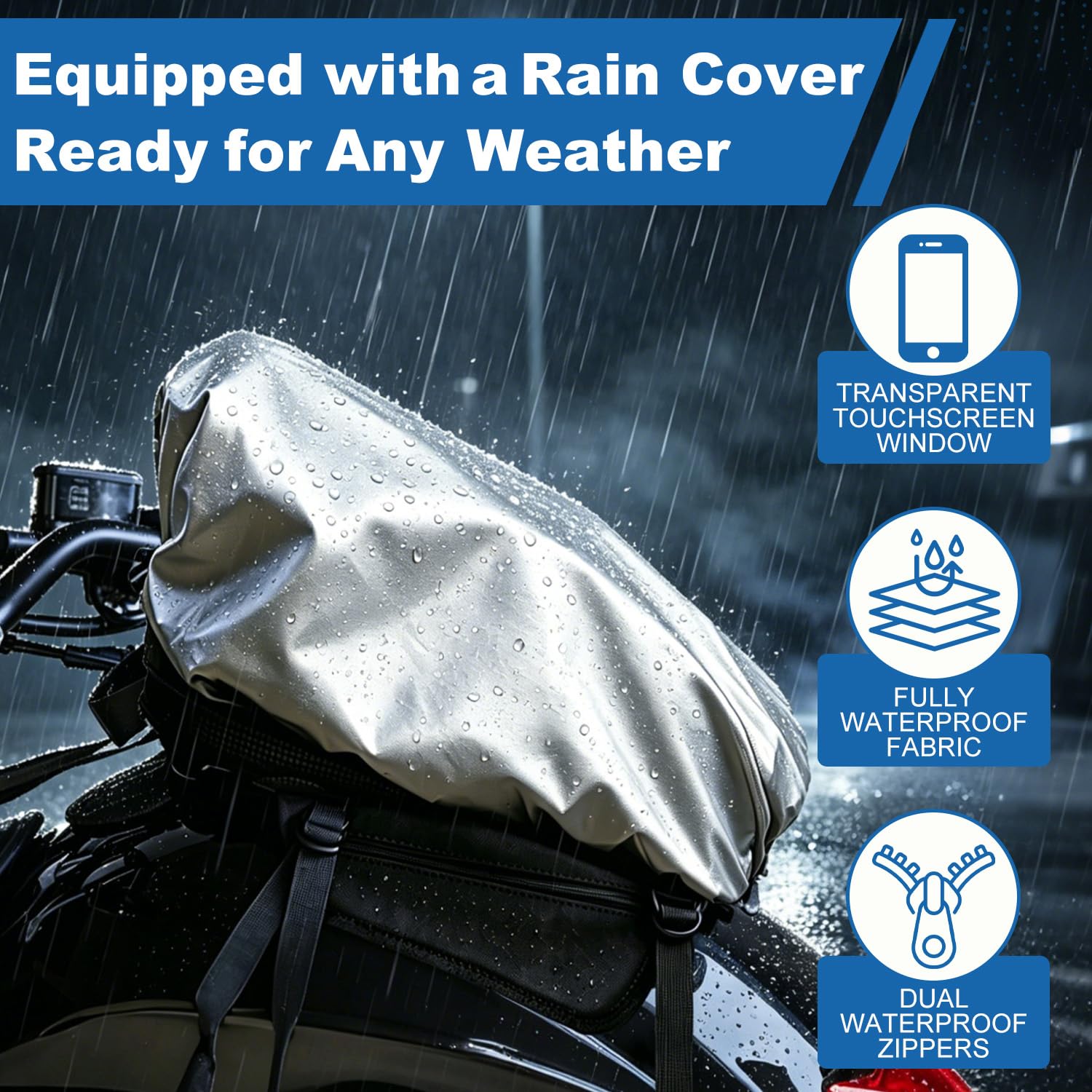 Motorrad Tankrucksack,wasserdichte Motorrad-Kraftstofftanktasche mit Abnehmbarer Touchscreen-Handyhalterung, Magnetic Motorcycle Tank Bag, 3 Magneten und 4 verstärkten Riemen