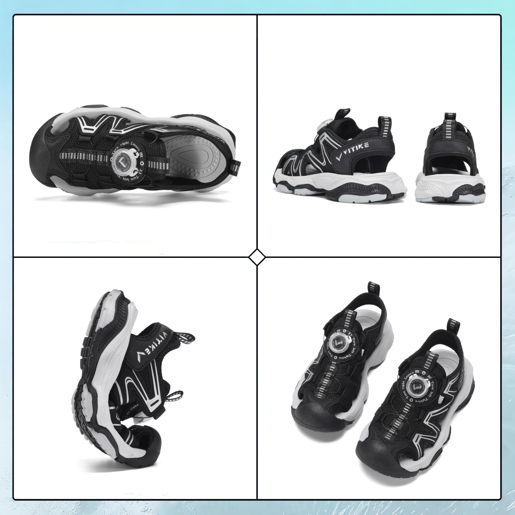 Kinder Sandalen Jungen Mädchen Geschlossene Breite Schuhe | Atmungsaktiv, Rutschfest, Leicht, Schnelltrocknend, Sommerschuhe, Sportsandalen, Outdoorsandalen, Strandsandalen