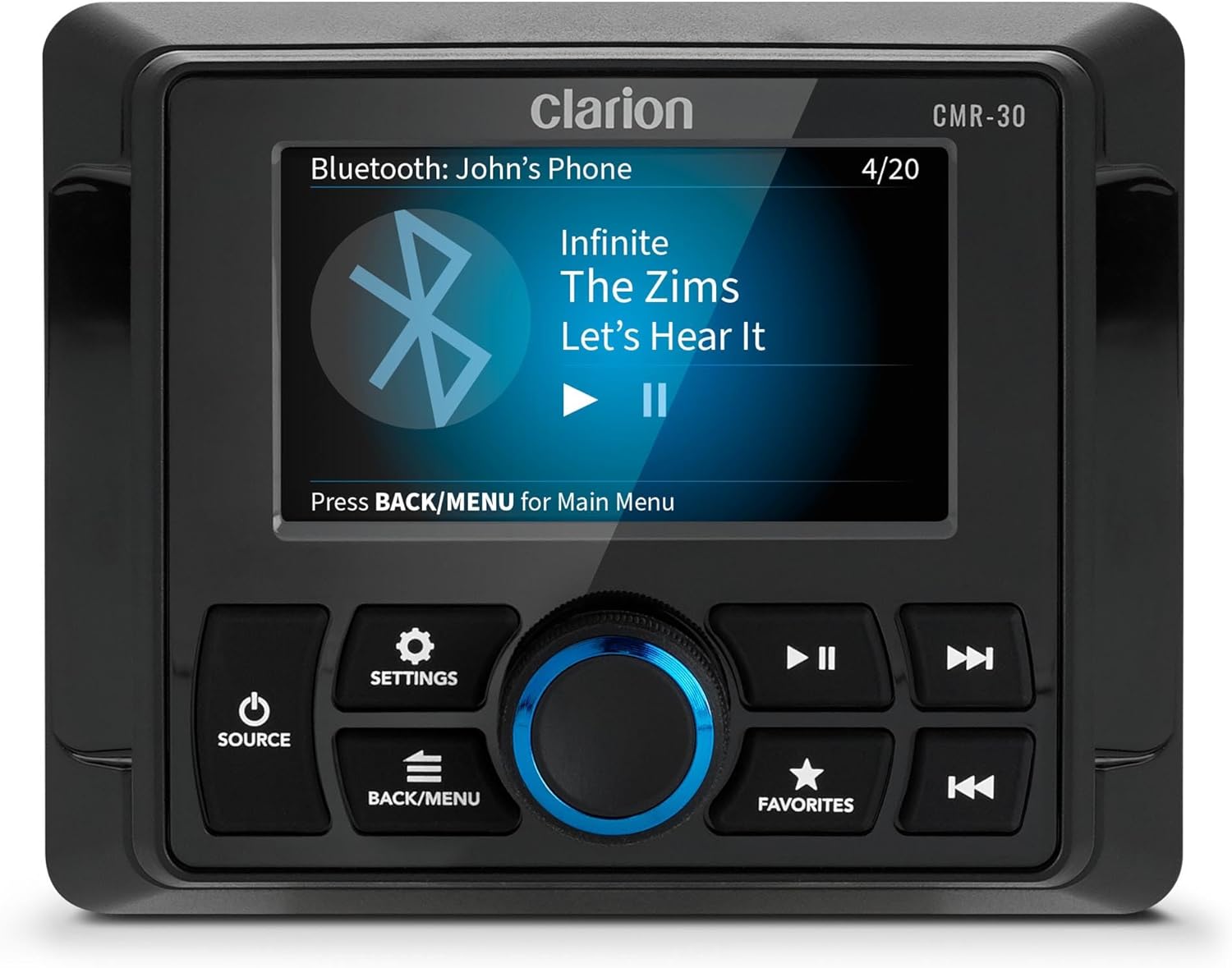 Clarion CMR-30 Wired Marine Remote with 3" Full-Color LCD Display, IP67, Compatible with CMM-20, CMM-30 & CMM-30BB