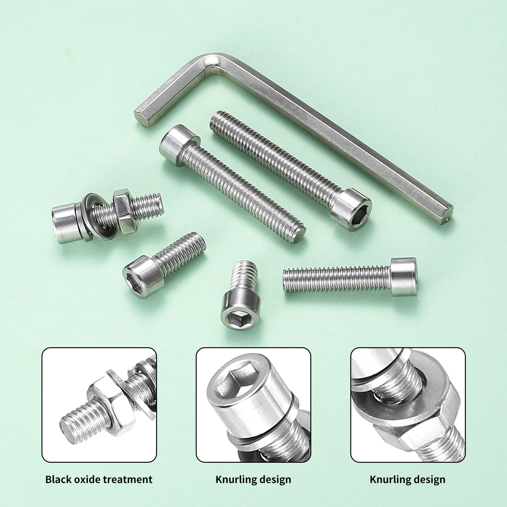 208 Pcs M6 Bolts and Nuts Set, Stainless Steel Nuts and Bolts Assortment, Hex Socket Head Cap Screws Set - Image 3
