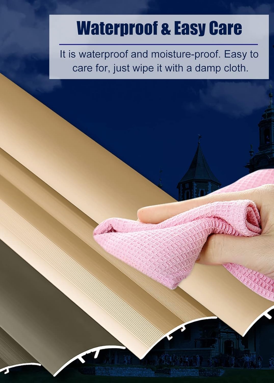 Arched Interior Threshold Strip 4cm Wide Matte Transition Strip for Door Durable Aluminum Alloy Floor Edge Wood to Tile Cladding (Champagne)