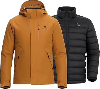 Pioneer Camp Mens 3-in-1 Snow Ski Jacket Puffer Liner Insulated Waterproof Rain Jackets Winter Windbreaker Snowboard Coat