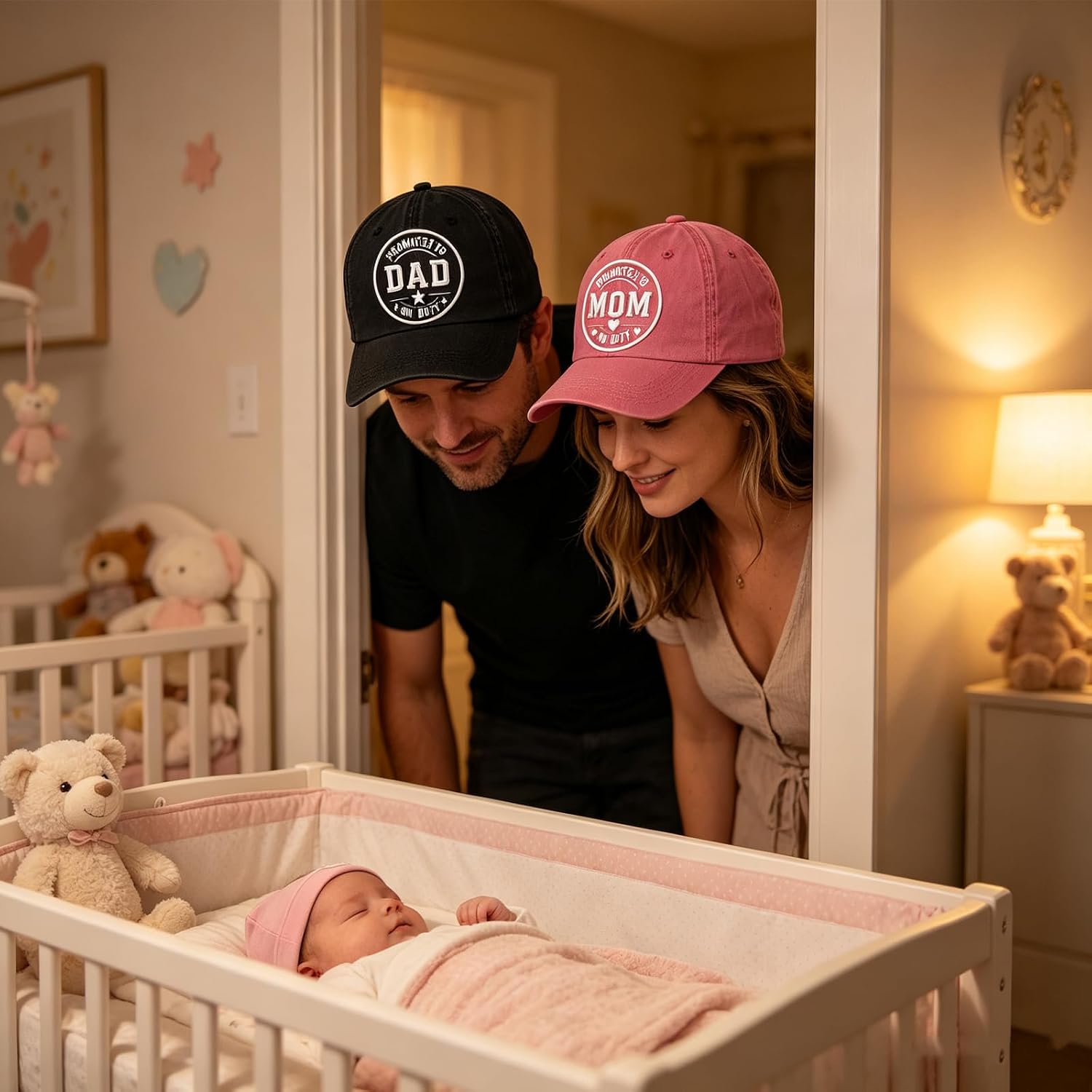 Mom And Dad Hats Set, Embroidered Mom Dad Hats For New Parents Gifts image 5