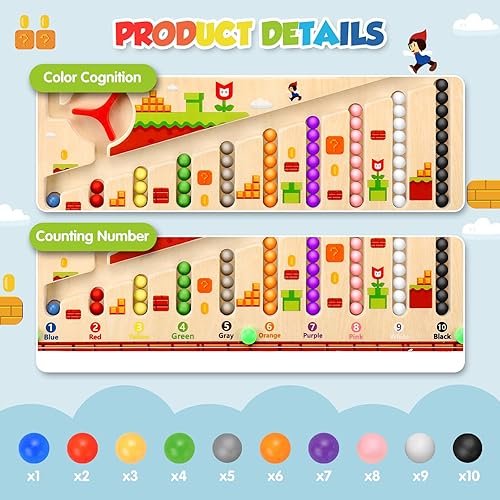 Miniatura 4 de oathx Laberinto magnético de color y números, juguetes Montessori de motricidad fina para niños de 3 años en adelante, tablero de rompecabezas de