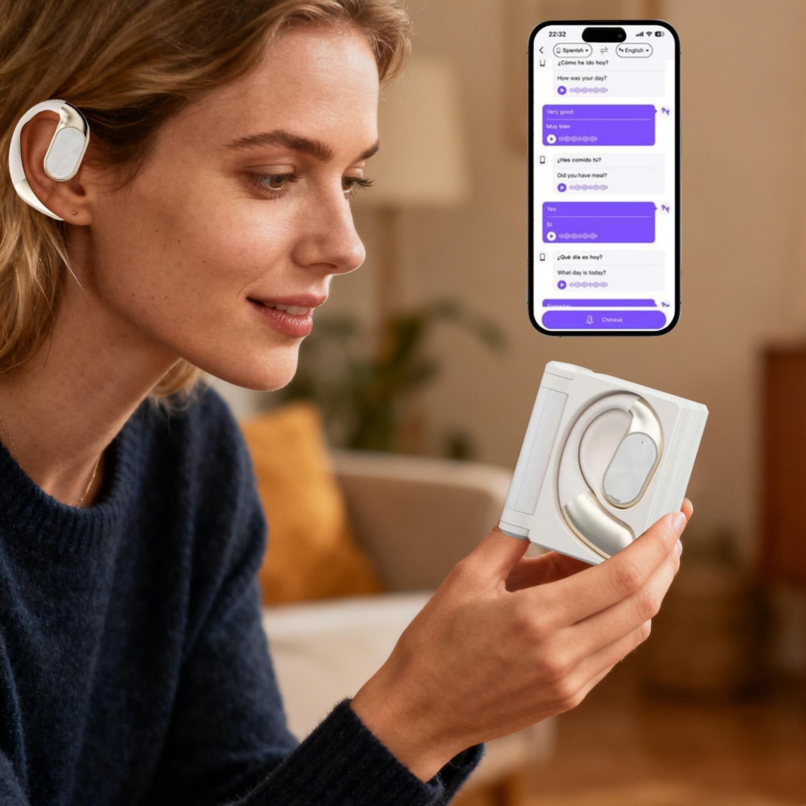 Auricolari Wireless Con Ganci Cuffie Con Custodia A Doppia Piegatura | Auricolari Con Cancellazione Rumore E Anti-Sudore, Custodia A Doppia Piegatura Per Casa Esterno Studio Corsa Sport