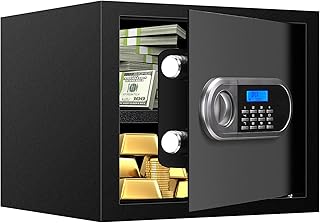 1.0 Cuft Home Safe Fireproof Waterproof, Digital Home Security Safe Box with Numeric Keypad and Spare Keys, Fireproof Document Safe for Home Money Firearm Medicines (25MD-6)