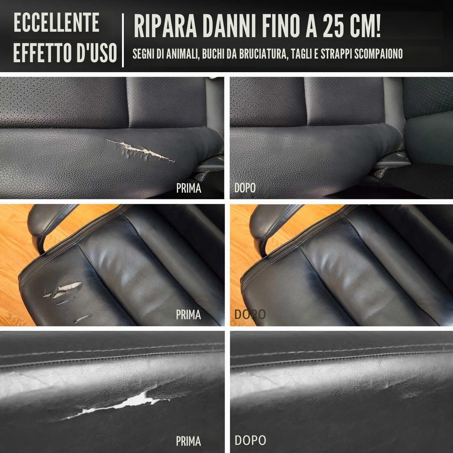 ARCSSAI - Set per la riparazione e il restauro di mobili, sedili auto, divani, giacche, portafogli, cinture, scarpe in pelle, cuoio rigenerato, vinile, pelle sintetica in PU, nero