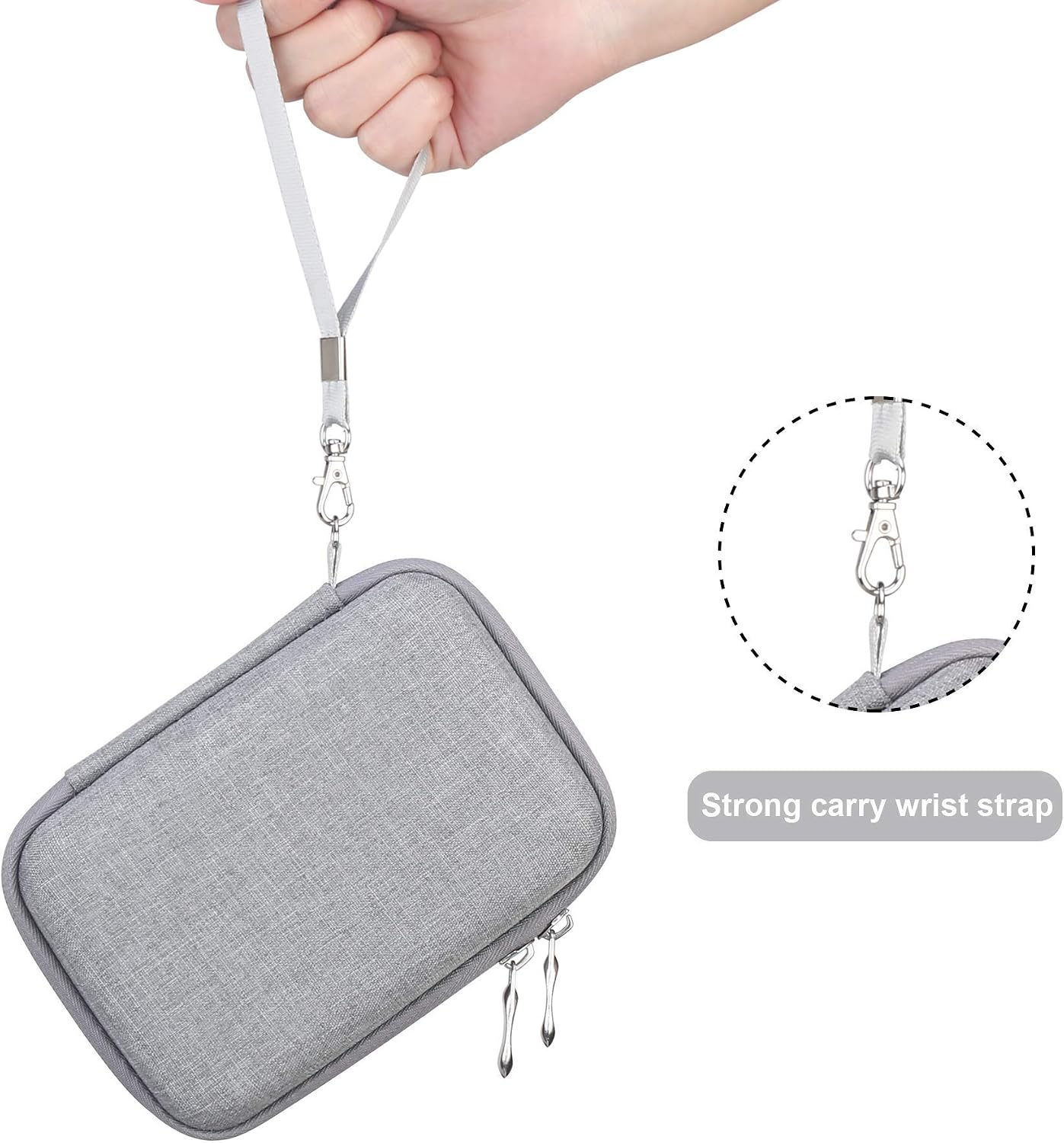 Canboc Hard Carrying Case for NIIMBOT D11 Portable Bluetooth Handheld Label Printer, Mesh Bag fits NiiMbot D11 Label Tape and USB Cable or Other Accessory, Grey