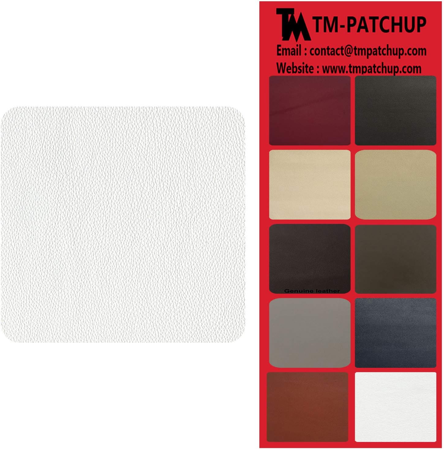 TMpatchup Genuine Leather and Vinyl Repair Patches Kit, Grain Self Adhesive Leather, Multiple Colors and Sizes Available (White, 3'' x 3'')