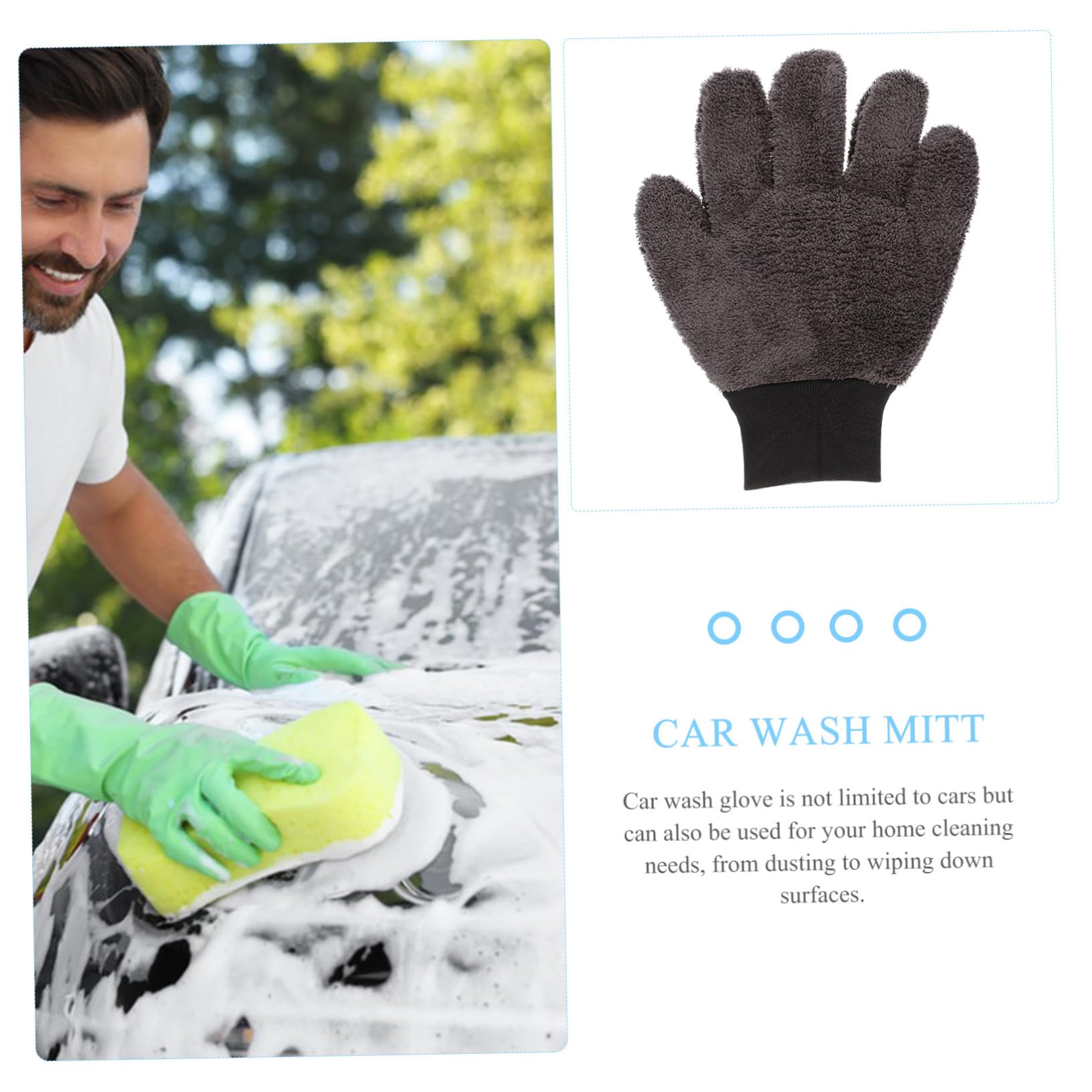 ULTECHNOVO 3pezzi Guanto Per Lavaggio Auto Microfibra Super Morbida Guanto Antiscratch Per Pulizia Esterni Veicoli e Superfici Domestiche Design Spesso e Resistente Facile Da Usare